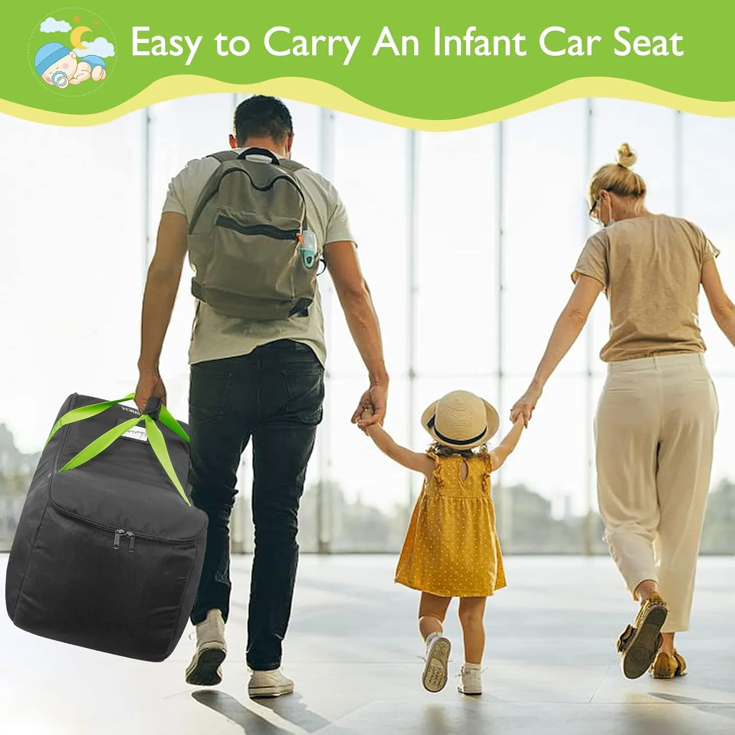 YOREPEK Infant Car Seat Travel Bag Compatible with All Nuna Pipa Car Seat and Base or Chicco KeyFit 30 and Base, Padded Car Seat Bags for Air Travel,Car Seat Gate Check Bag with 5 Protective Feet