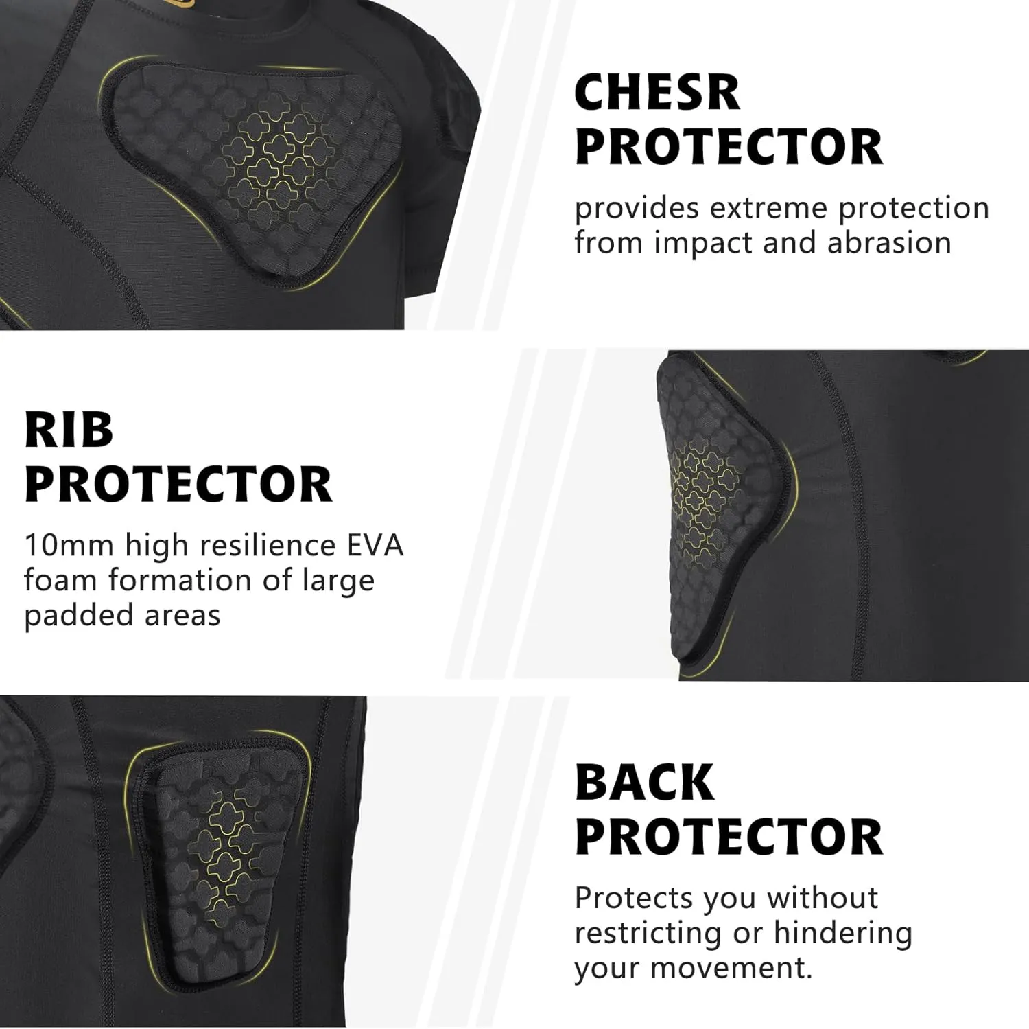 Youth Boys Football Rib Protector for Paintball Baseball Compression Padded Chest Protective