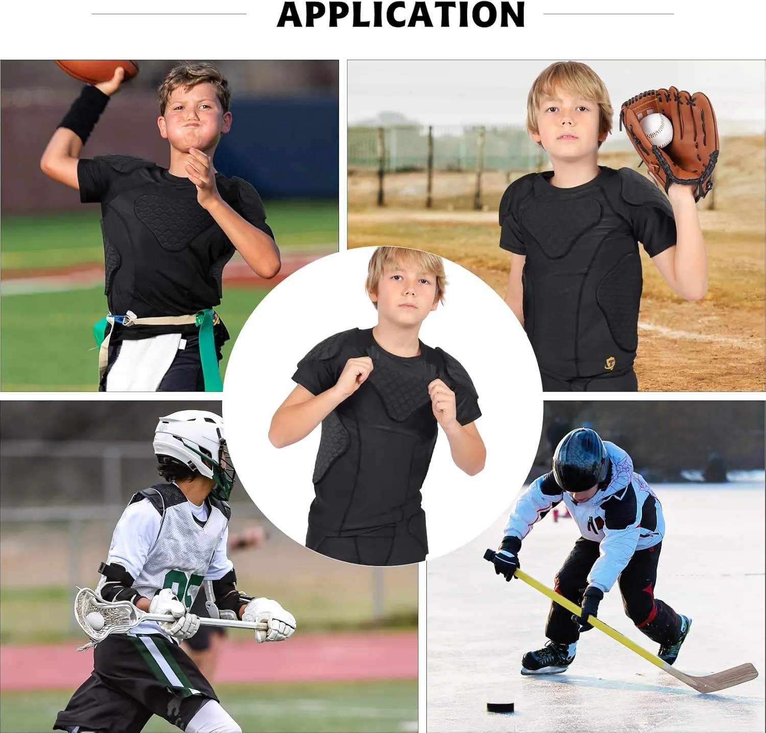 Youth Boys Football Rib Protector for Paintball Baseball Compression Padded Chest Protective