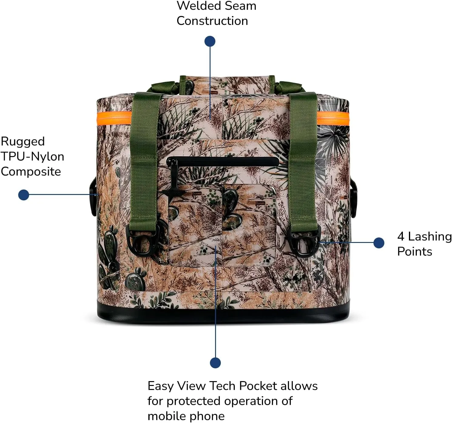 Yukon Outfitters 30 Can Tech Cooler Bag, 54-Liter Durable TRU Welded Leakproof Insulated Outdoor Camping Boating Meal & Drink Lunchbox w/Airtight Zippers, Padded Carry Handle & Shoulder Strap