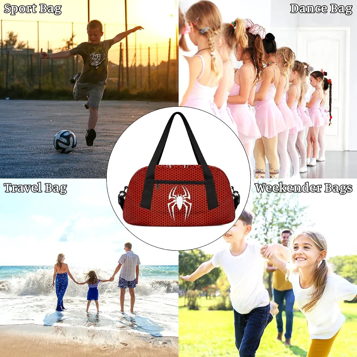 Yzrwebo Spiders Pattern Gym Duffle Bag Small Sport Duffel Travel Bags Overnighter Waterproof Weekend Sleepover Carry On Bags Gymnastics Dance Tote Bag
