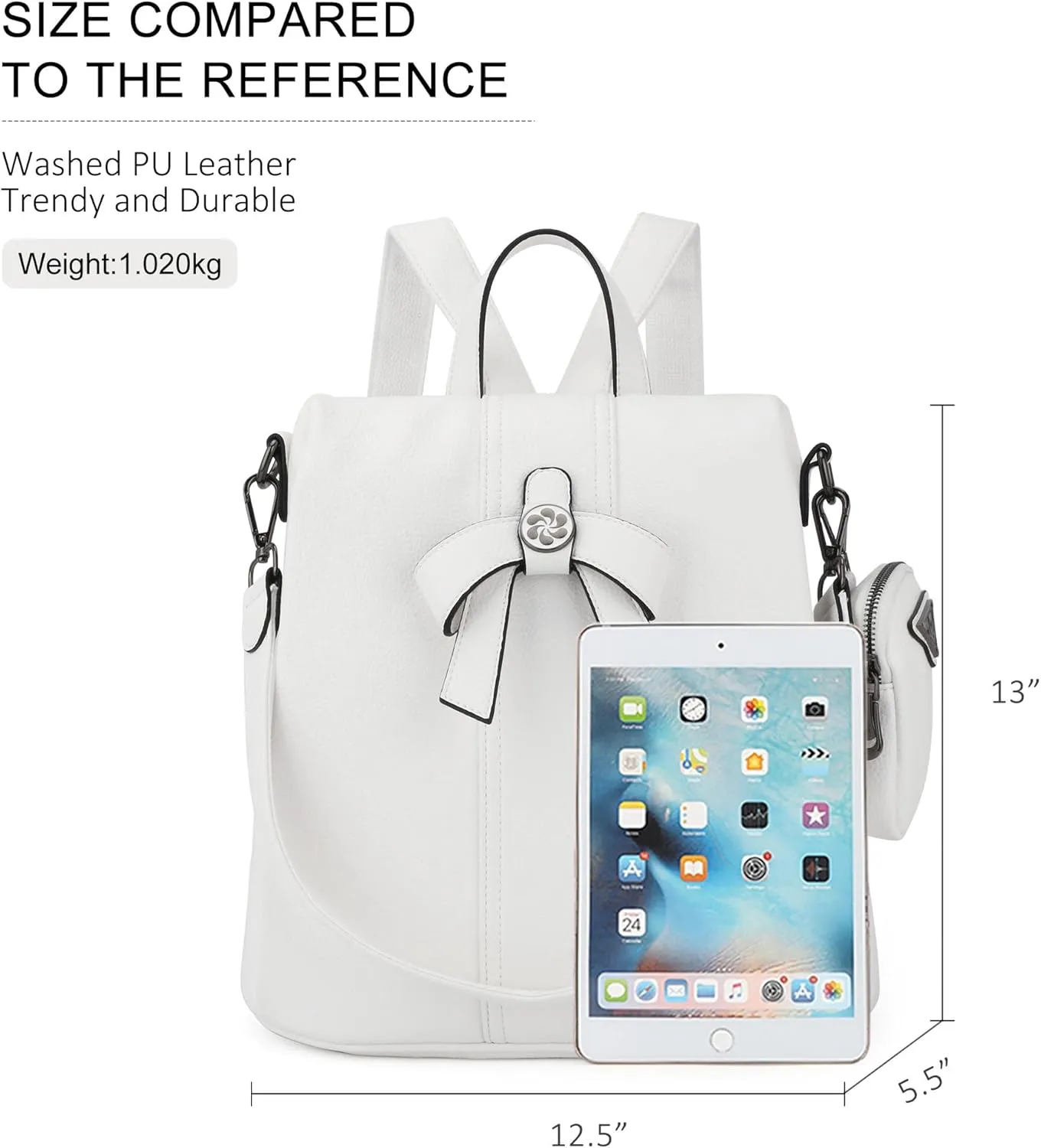 ZOCAI Backpack Purse for Women Fashion Backpack Purses PU Leather Daypacks Anti-Theft Shoulder Bag Satchel Purse