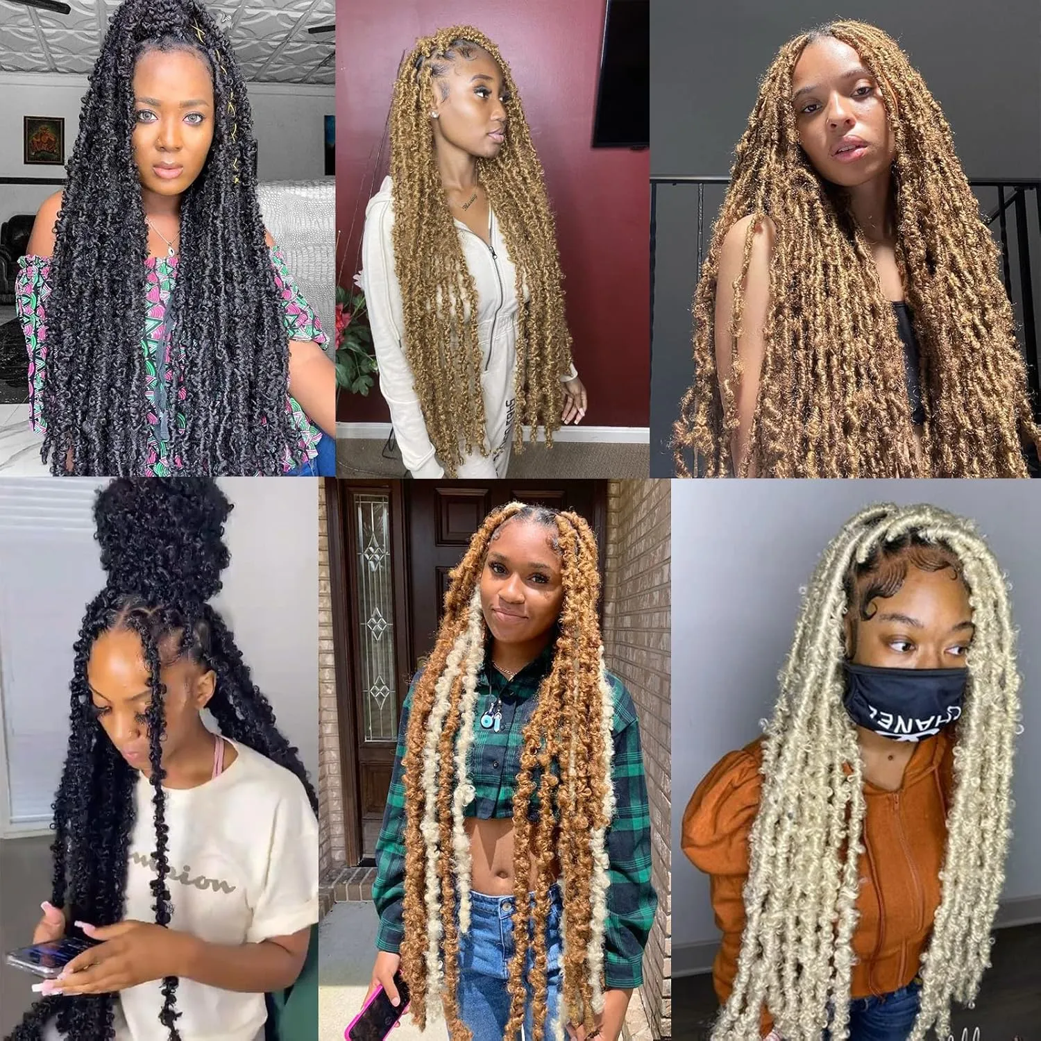 ZRQ 30 Inch Brown Butterfly Locs Crochet Hair 6 Packs Pre-Looped Long Distressed Butterfly Faux Locs Hair Synthetic Soft Locs Hair Goddess Locs Crochet Braiding Hair Extensions (30 Inch, 30#）