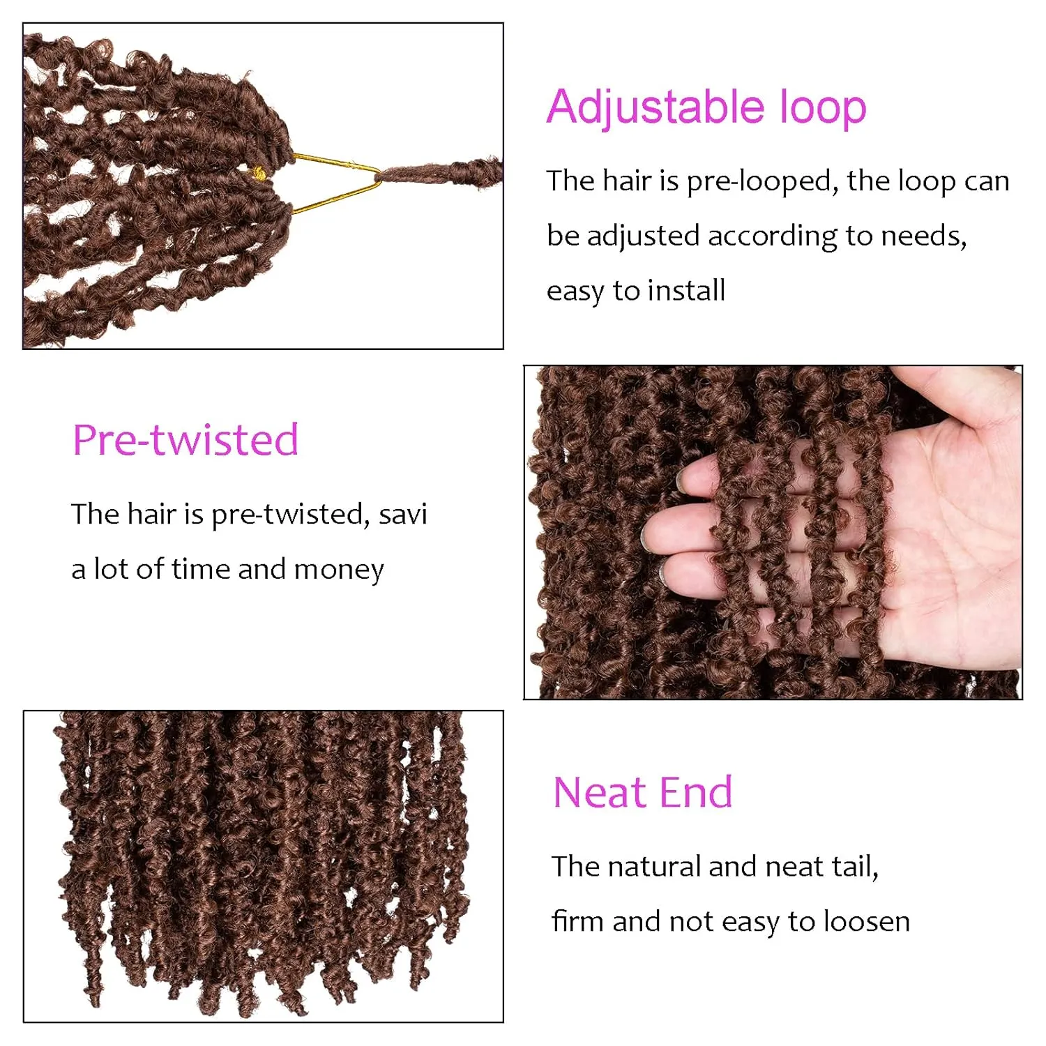 ZRQ 30 Inch Brown Butterfly Locs Crochet Hair 6 Packs Pre-Looped Long Distressed Butterfly Faux Locs Hair Synthetic Soft Locs Hair Goddess Locs Crochet Braiding Hair Extensions (30 Inch, 30#）