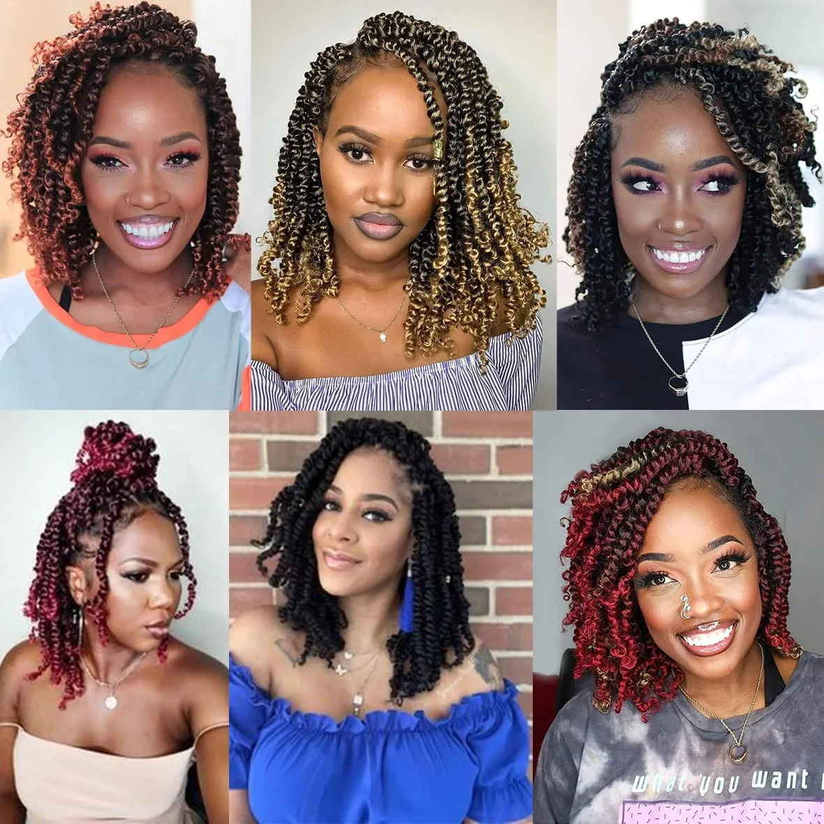 ZRQ Short Passion Twist With Bohemian Hair 10 Inch 8 Packs Ombre Brown Pre-twisted Crochet Passion Twists Synthetic Braiding Hair Curly Ends Braids Twist Hair for Black Women 12 Roots/Pack 1b3027#